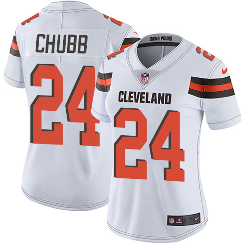 Browns #24 Nick Chubb White Women's Stitched Vapor Untouchable Limited Jersey cheap jerseys for sale - CheapJerseys.Shop