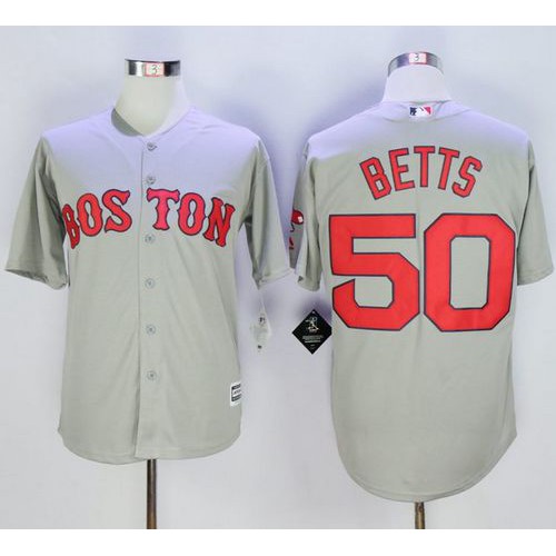 Boston Red Sox #50 Mookie Betts Grey New Cool Base Stitched Jersey Men's cheap jerseys for sale - CheapJerseys.Shop