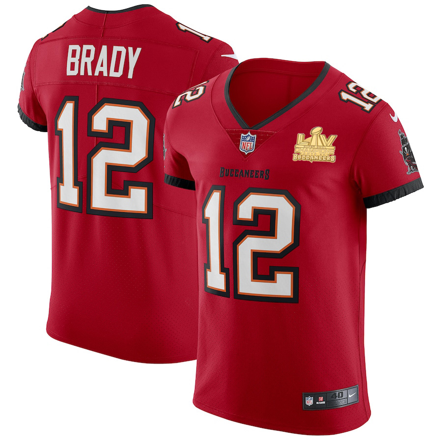 Tampa Bay Buccaneers #12 Tom Brady Men's Super Bowl LV Champions Patch Red Vapor Elite Jersey cheap jerseys for sale - CheapJerseys.Shop