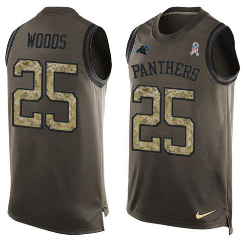Panthers #25 Xavier Woods Green Men's Stitched Limited Salute To Service Tank Top Jersey cheap jerseys for sale - CheapJerseys.Shop