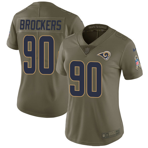 Los Angeles Rams #90 Michael Brockers Olive Women's Stitched Limited 2017 Salute to Service Jersey Womens cheap jerseys for sale - CheapJerseys.Shop