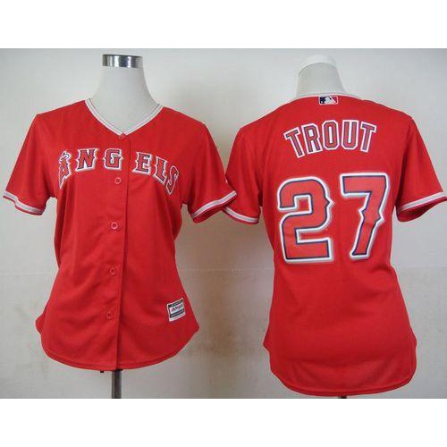 Los Angeles Angels #27 Mike Trout Red Alternate Women's Stitched Jersey Womens cheap jerseys for sale - CheapJerseys.Shop
