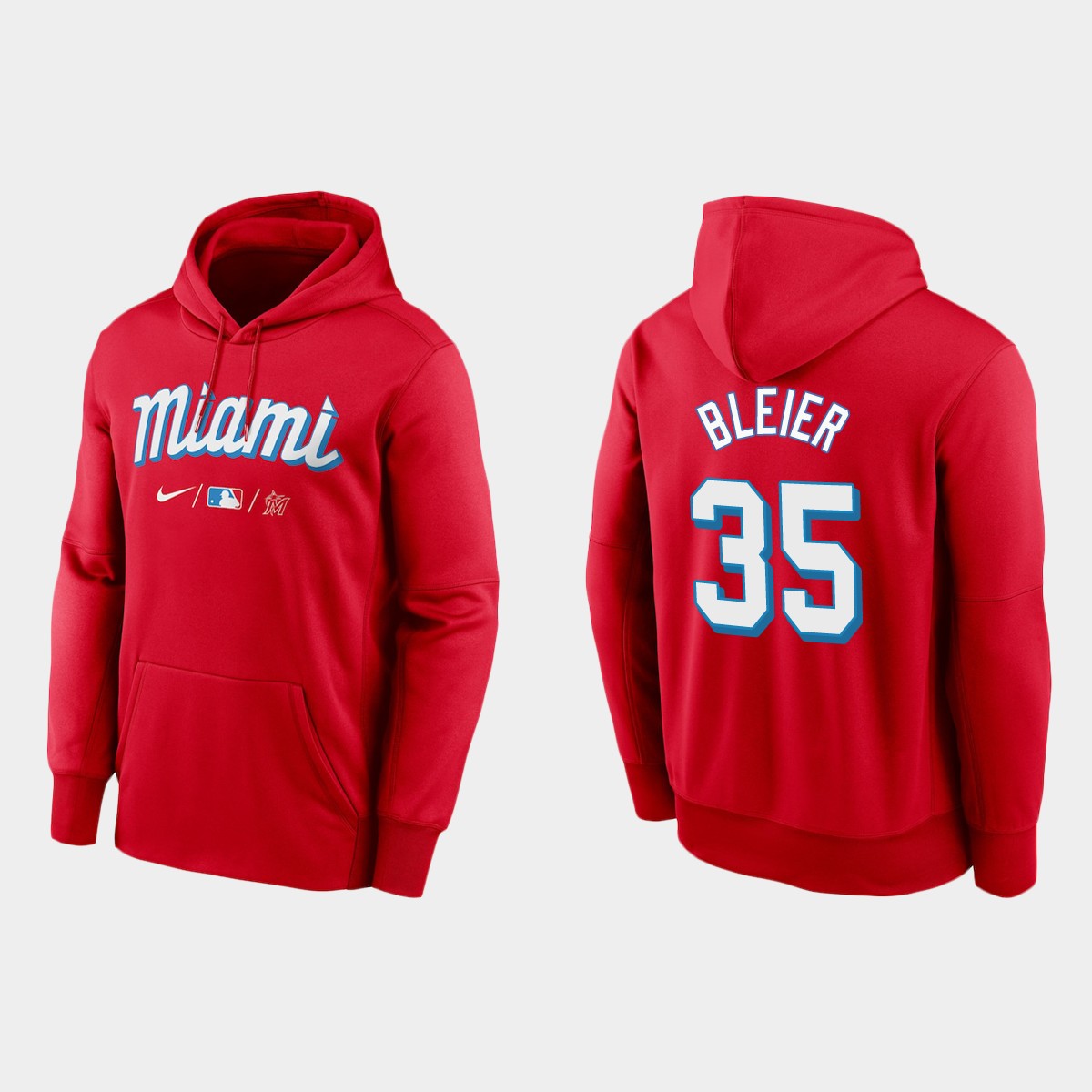 Miami Marlins #35 Richard Bleier Men's 2021 City Connect Therma Hoodie Red cheap jerseys for sale - CheapJerseys.Shop