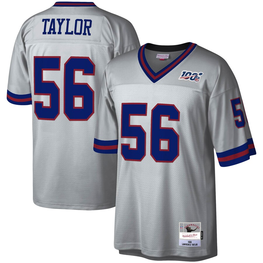 New York Giants #56 Lawrence Taylor Mitchell & Ness 100 Retired Player Platinum Jersey cheap jerseys for sale - CheapJerseys.Shop