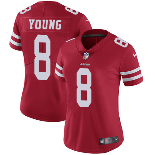 49ers #8 Steve Young Red Team Color Women's Stitched Vapor Untouchable Limited Jersey cheap jerseys for sale - CheapJerseys.Shop