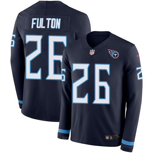 Tennessee Titans #26 Kristian Fulton Navy Blue Team Color Youth Stitched Limited Therma Long Sleeve Jersey Youth cheap jerseys for sale - CheapJerseys.Shop