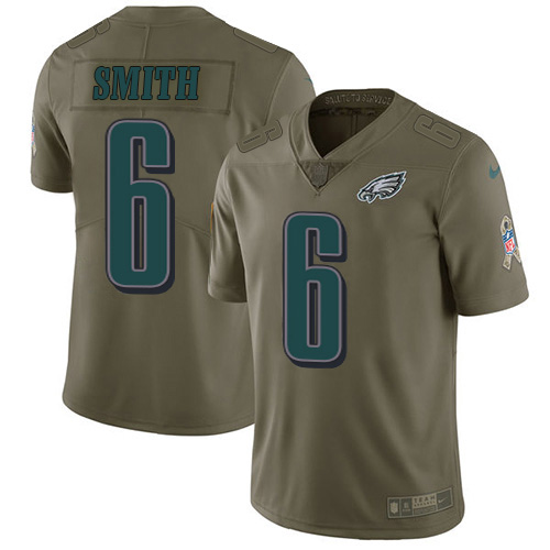 Eagles #6 DeVonta Smith Olive Men's Stitched Limited 2017 Salute To Service Jersey cheap jerseys for sale - CheapJerseys.Shop