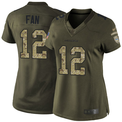 Seahawks #12 Fan Green Women's Stitched Limited 2015 Salute To Service Jersey cheap jerseys for sale - CheapJerseys.Shop