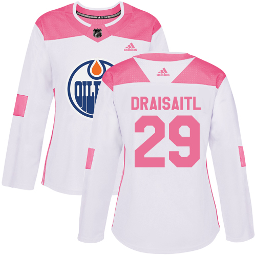 Edmonton Oilers #29 Leon Draisaitl White/Pink Authentic Fashion Women's Stitched Jersey Womens cheap jerseys for sale - CheapJerseys.Shop