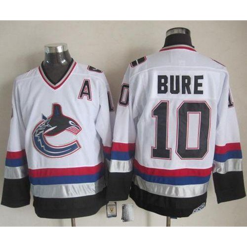 Vancouver Canucks #10 Pavel Bure White/Black CCM Throwback Stitched Jersey Men's cheap jerseys for sale - CheapJerseys.Shop