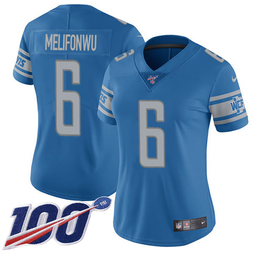 Lions #6 Ifeatu Melifonwu Blue Team Color Women's Stitched 100th Season Vapor Untouchable Limited Jersey cheap jerseys for sale - CheapJerseys.Shop
