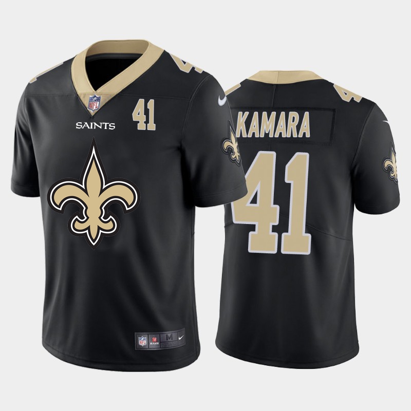 New Orleans Saints #41 Alvin Kamara Black Men's Big Team Logo Player Vapor Limited Jersey cheap jerseys for sale - CheapJerseys.Shop