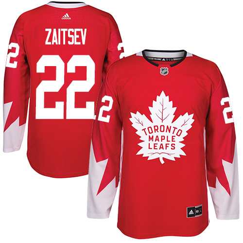 Maple Toronto Maple Leafs #22 Nikita Zaitsev Red Team Canada Authentic Stitched Jersey Men's cheap jerseys for sale - CheapJerseys.Shop