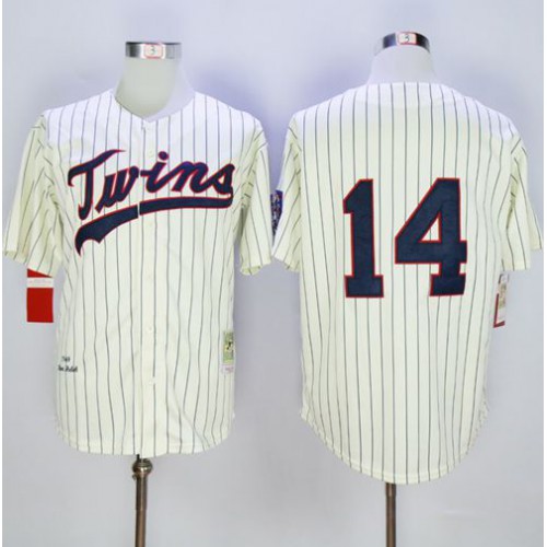 Mitchell And Ness 1969 Minnesota Twins #14 Kent Hrbek Cream Strip Throwback Stitched Jersey Men's cheap jerseys for sale - CheapJerseys.Shop