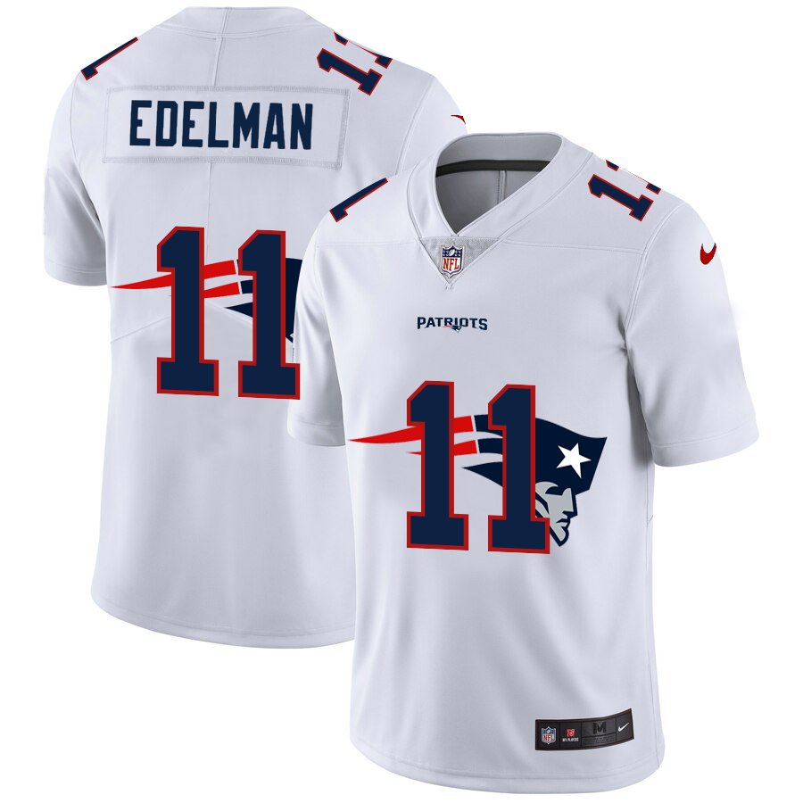New England Patriots #11 Julian Edelman White Men's Team Logo Dual Overlap Limited Jersey cheap jerseys for sale - CheapJerseys.Shop
