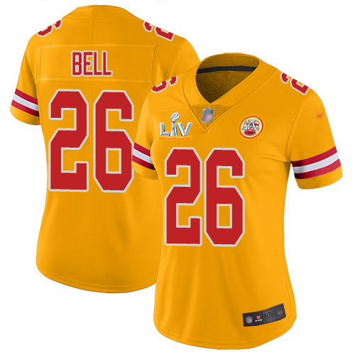 Kansas City Chiefs #26 Le'Veon Bell Gold Women's Super Bowl LV Bound Stitched Limited Inverted Legend Jersey Womens cheap jerseys for sale - CheapJerseys.Shop