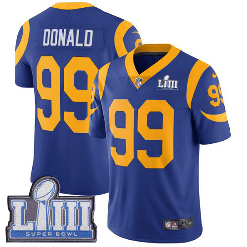Rams #99 Aaron Donald Royal Blue Alternate Super Bowl LIII Bound Men's Stitched Vapor Untouchable Limited Jersey cheap jerseys for sale - CheapJerseys.Shop