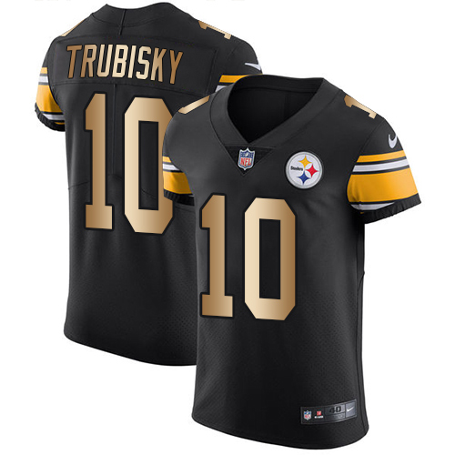 Steelers #10 Mitchell Trubisky Black Team Color Men's Stitched Elite Gold Jersey cheap jerseys for sale - CheapJerseys.Shop