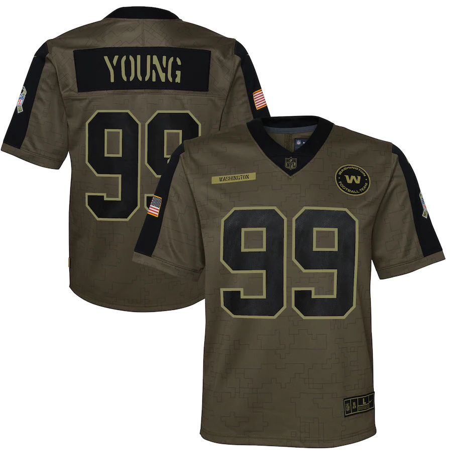 Washington Commanders #99 Chase Young Olive Youth 2021 Salute To Service Game Jersey cheap jerseys for sale - CheapJerseys.Shop