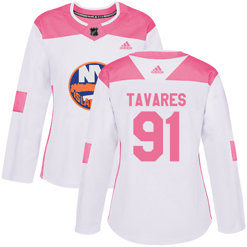 New York Islanders #91 John Tavares White/Pink Authentic Fashion Women's Stitched Jersey Womens cheap jerseys for sale - CheapJerseys.Shop