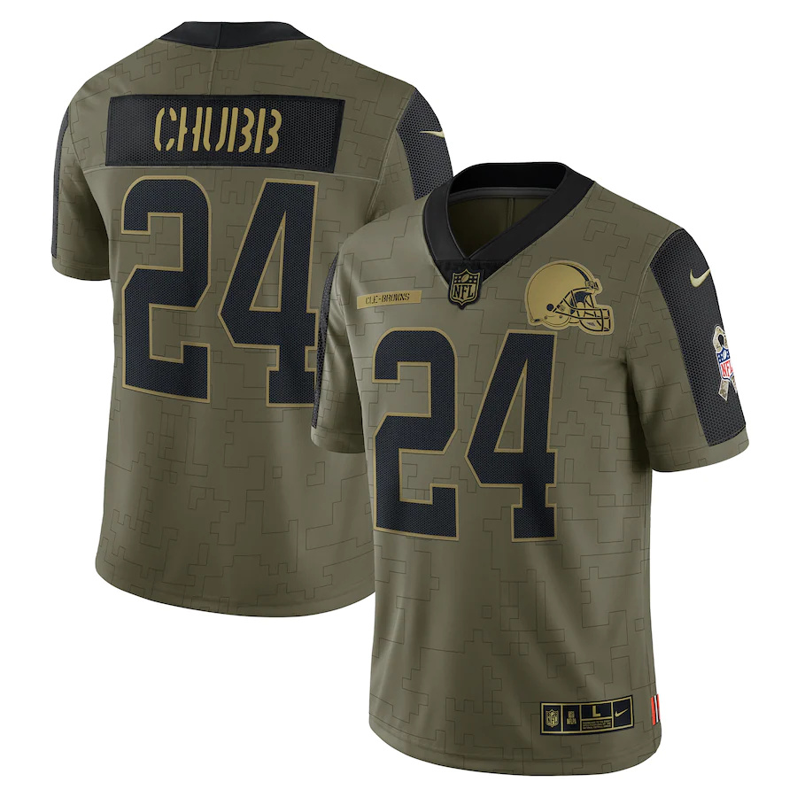 Cleveland Browns #24 Nick Chubb Olive 2021 Salute To Service Limited Player Jersey cheap jerseys for sale - CheapJerseys.Shop
