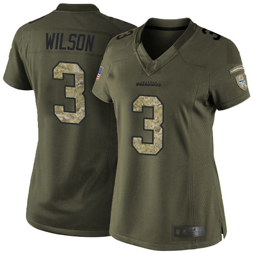 Seattle Seahawks #3 Russell Wilson Green Women's Stitched Limited 2015 Salute to Service Jersey Womens cheap jerseys for sale - CheapJerseys.Shop