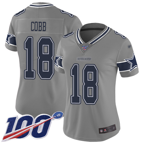 Dallas Cowboys #18 Randall Cobb Gray Women's Stitched Limited Inverted Legend 100th Season Jersey Womens cheap jerseys for sale - CheapJerseys.Shop