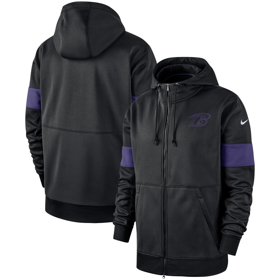 Baltimore Ravens Sideline Performance Full-Zip Hoodie Black cheap jerseys for sale - CheapJerseys.Shop