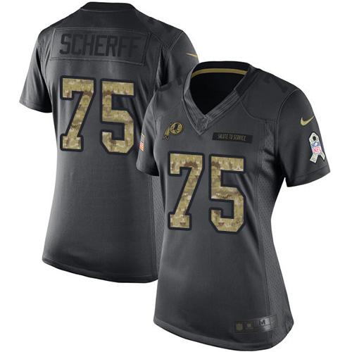 Washington Commanders #75 Brandon Scherff Black Women's Stitched Limited 2016 Salute to Service Jersey Womens cheap jerseys for sale - CheapJerseys.Shop