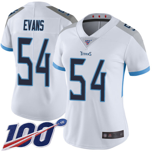 Tennessee Titans #54 Rashaan Evans White Women's Stitched 100th Season Vapor Limited Jersey Womens cheap jerseys for sale - CheapJerseys.Shop