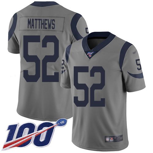 Los Angeles Rams #52 Clay Matthews Gray Men's Stitched Limited Inverted Legend 100th Season Jersey Men's cheap jerseys for sale - CheapJerseys.Shop
