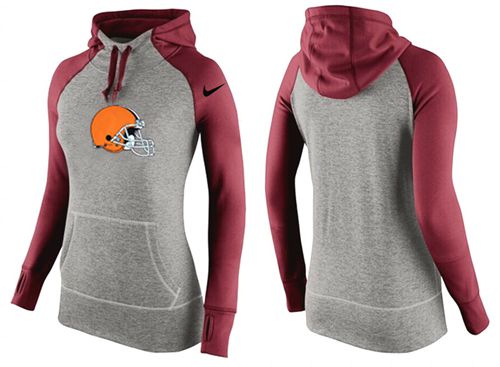 Women's Cleveland Browns Performance Hoodie Grey & Red_3 cheap jerseys for sale - CheapJerseys.Shop