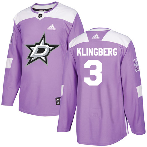 Dallas Stars #3 John Klingberg Purple Authentic Fights Cancer Stitched Jersey Men's cheap jerseys for sale - CheapJerseys.Shop