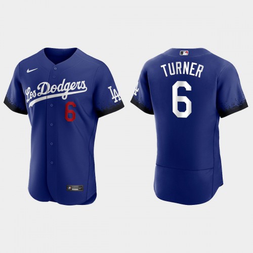 Los Angeles Los Angeles Dodgers #6 Trea Turner Men's 2021 City Connect Authentic Jersey Royal Men's cheap jerseys for sale - CheapJerseys.Shop