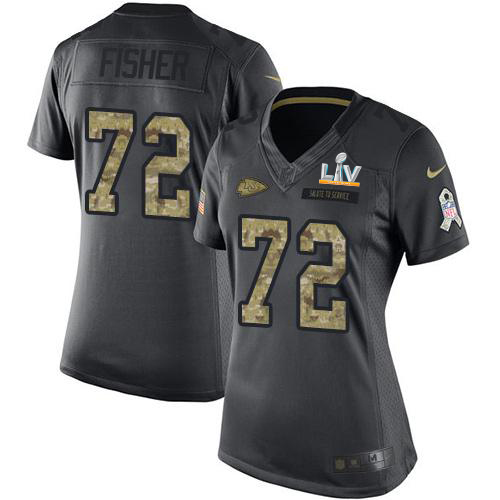 Kansas City Chiefs #72 Eric Fisher Black Women's Super Bowl LV Bound Stitched Limited 2016 Salute to Service Jersey Womens cheap jerseys for sale - CheapJerseys.Shop