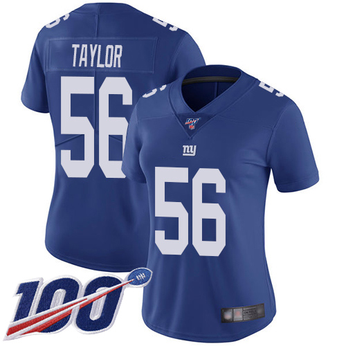 Giants #56 Lawrence Taylor Royal Blue Team Color Women's Stitched 100th Season Vapor Limited Jersey cheap jerseys for sale - CheapJerseys.Shop