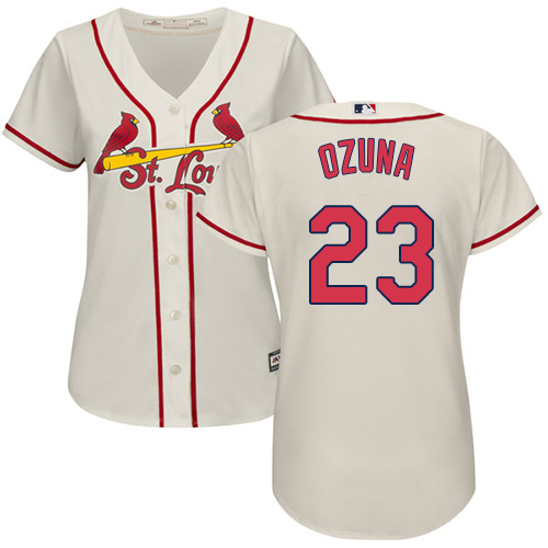 St.Louis Cardinals #23 Marcell Ozuna Cream Alternate Women's Stitched Jersey Womens cheap jerseys for sale - CheapJerseys.Shop