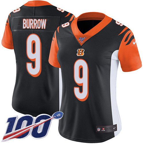 Bengals #9 Joe Burrow Black Team Color Women's Stitched 100th Season Vapor Untouchable Limited Jersey cheap jerseys for sale - CheapJerseys.Shop