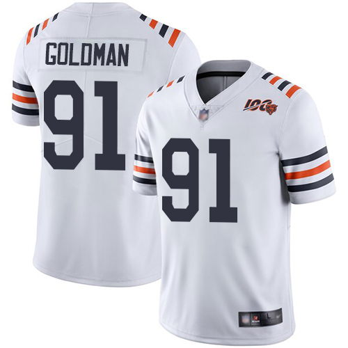 Chicago Bears #91 Eddie Goldman White Alternate Men's Stitched Vapor Untouchable Limited 100th Season Jersey Men's cheap jerseys for sale - CheapJerseys.Shop
