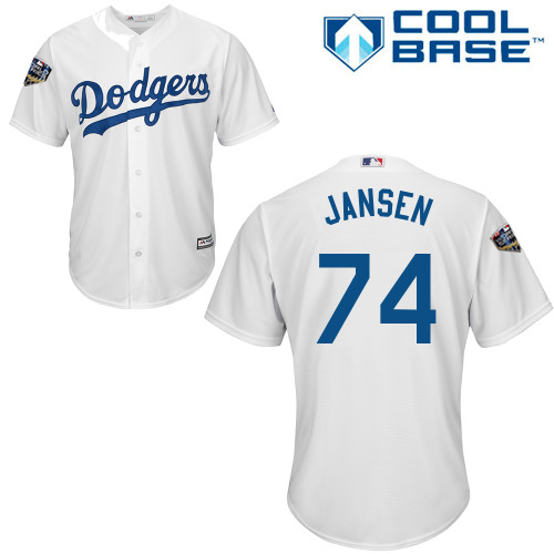 Los Angeles Dodgers #74 Kenley Jansen White Cool Base 2018 World Series Stitched Youth Jersey Youth cheap jerseys for sale - CheapJerseys.Shop