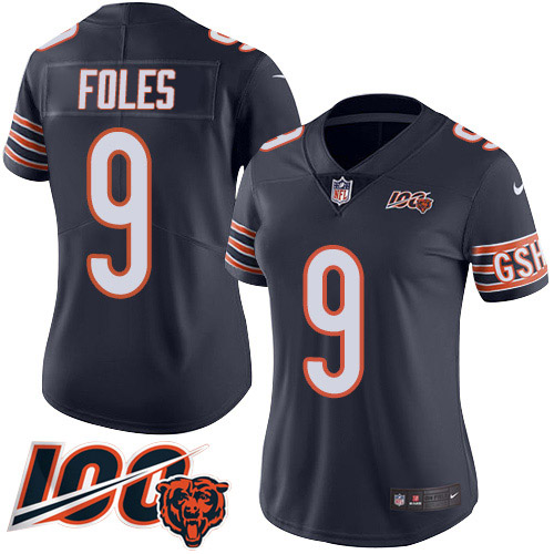 Chicago Bears #9 Nick Foles Navy Blue Team Color Women's Stitched 100th Season Vapor Untouchable Limited Jersey Womens cheap jerseys for sale - CheapJerseys.Shop