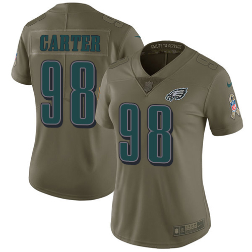 Eagles #98 Jalen Carter Olive Women's Stitched Limited 2017 Salute To Service Jersey cheap jerseys for sale - CheapJerseys.Shop