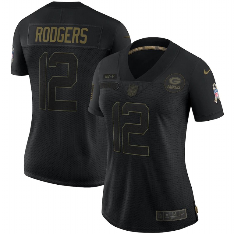 Green Bay Packers #12 Aaron Rodgers Women's 2020 Salute To Service Limited Jersey Black cheap jerseys for sale - CheapJerseys.Shop