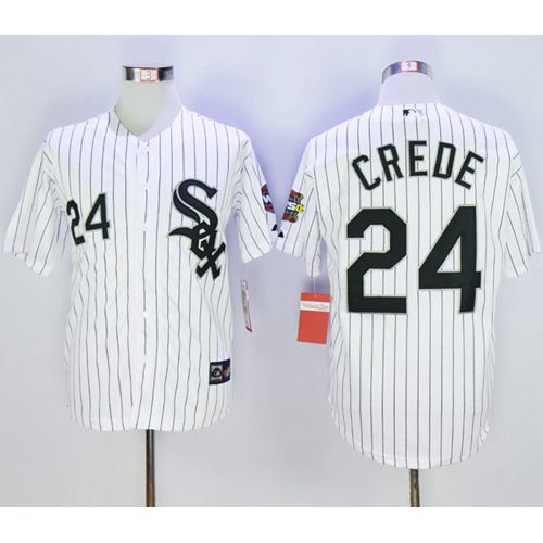 Chicago White Sox #24 Joe Crede White Throwback Stitched Jersey Men's cheap jerseys for sale - CheapJerseys.Shop