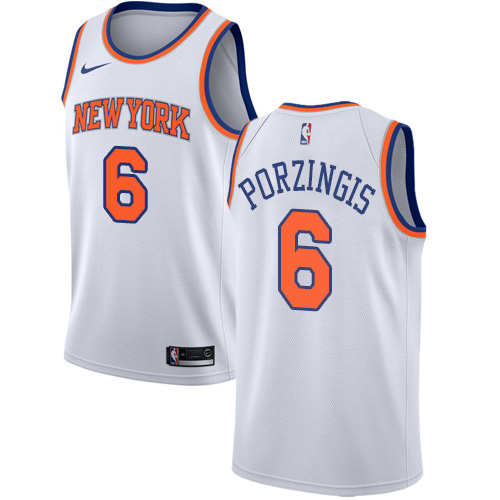 New York Knicks #6 Kristaps Porzingis White Womens Swingman Association Edition Jersey Womens cheap jerseys for sale - CheapJerseys.Shop