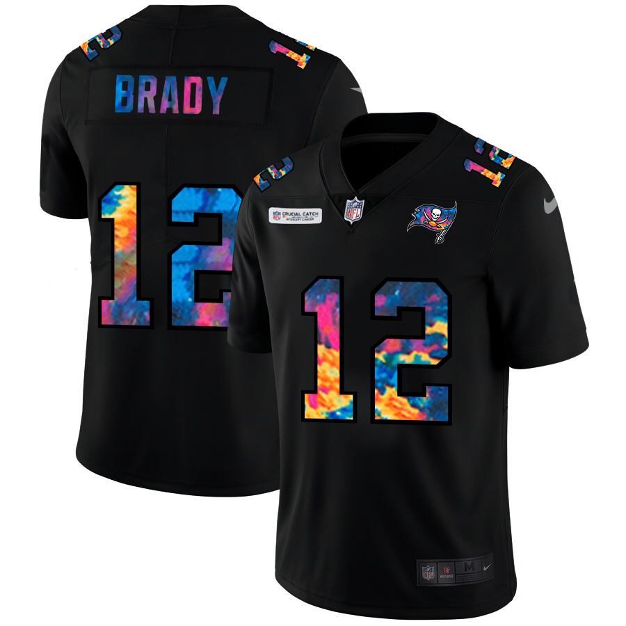 Tampa Bay Buccaneers #12 Tom Brady Men's Multi-Color Black 2020 Crucial Catch Vapor Untouchable Limited Jersey cheap jerseys for sale - CheapJerseys.Shop