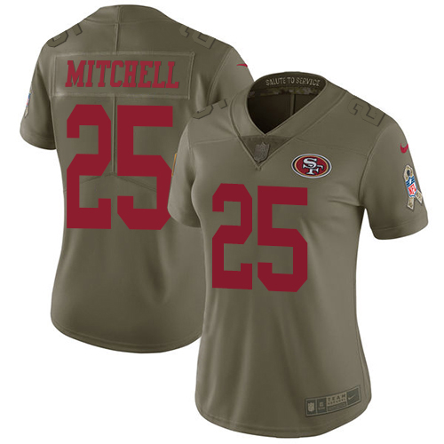 49ers #25 Elijah Mitchell Olive Women's Stitched Limited 2017 Salute To Service Jersey cheap jerseys for sale - CheapJerseys.Shop