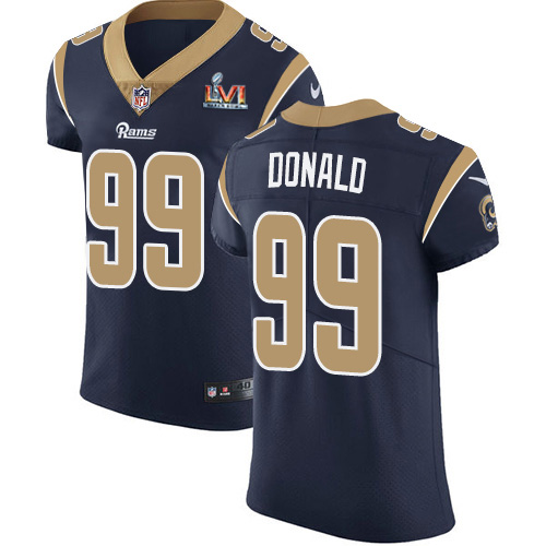 Rams #99 Aaron Donald Navy Blue Team Color Super Bowl LVI Patch Men's Stitched Vapor Untouchable Elite Jersey cheap jerseys for sale - CheapJerseys.Shop