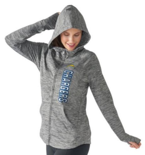Women's Los Angeles Chargers G-III 4Her By Carl Banks Recovery Full-Zip Hoodie Heathered Gray cheap jerseys for sale - CheapJerseys.Shop