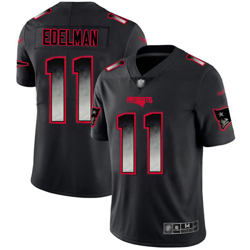 Patriots #11 Julian Edelman Black Men's Stitched Vapor Untouchable Limited Smoke Fashion Jersey cheap jerseys for sale - CheapJerseys.Shop